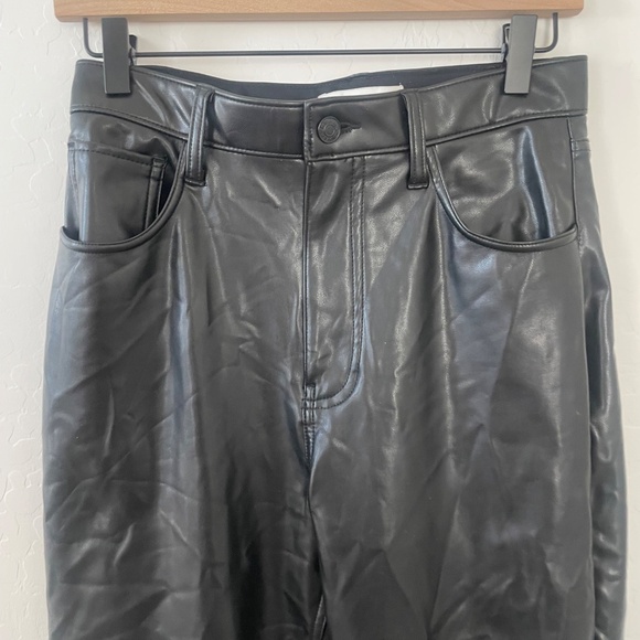 Vegan Leather Ankle Straight Ultra High Rise Classy Boho Bohemian Chic Pants - Picture 5 of 10